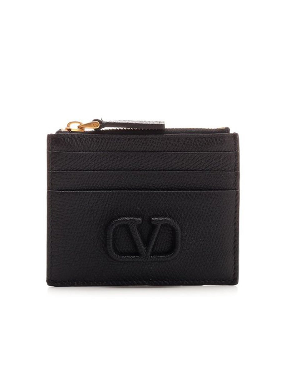 Vlogo Signature Grainy Calfskin Cardholder with Zipper – COSETTE