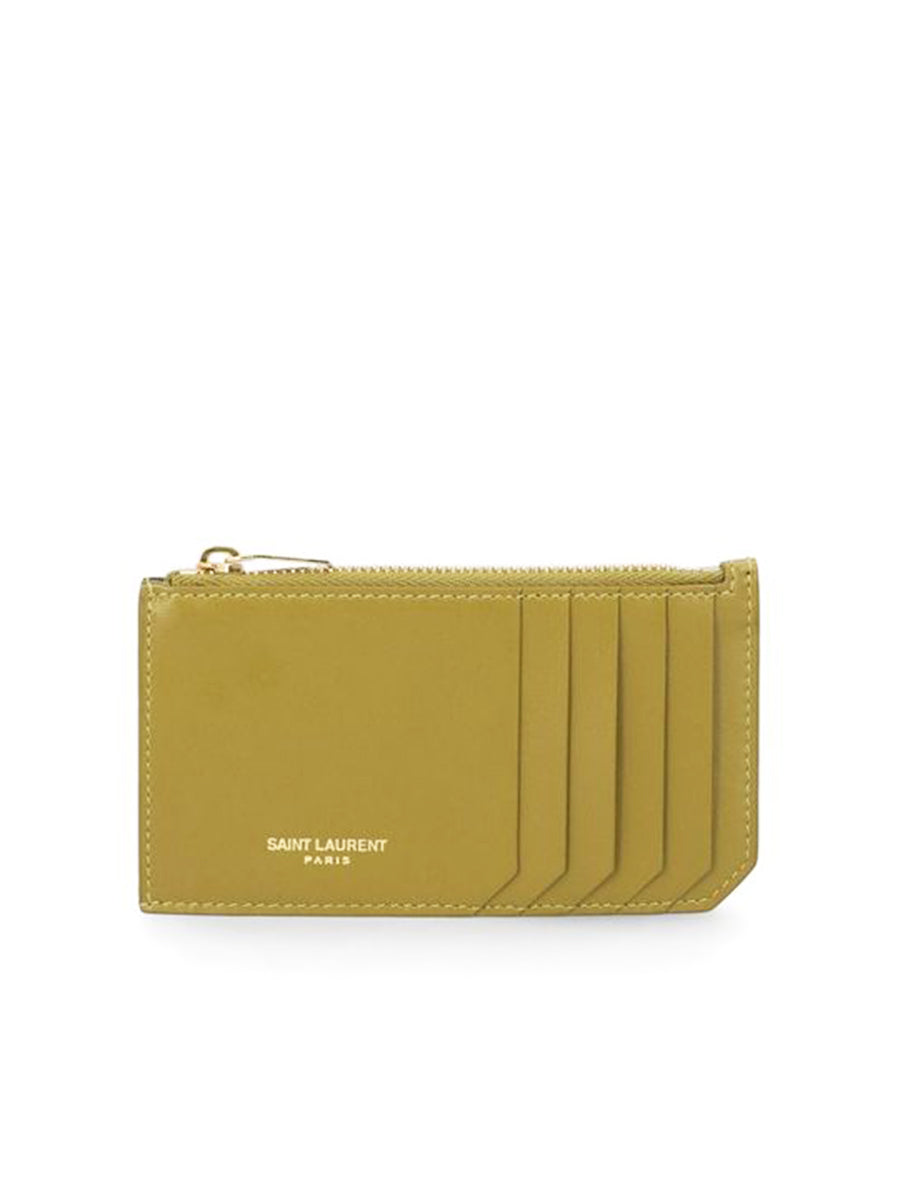 Saint Laurent Fragments Zipped Card Case in Shiny Leather – COSETTE