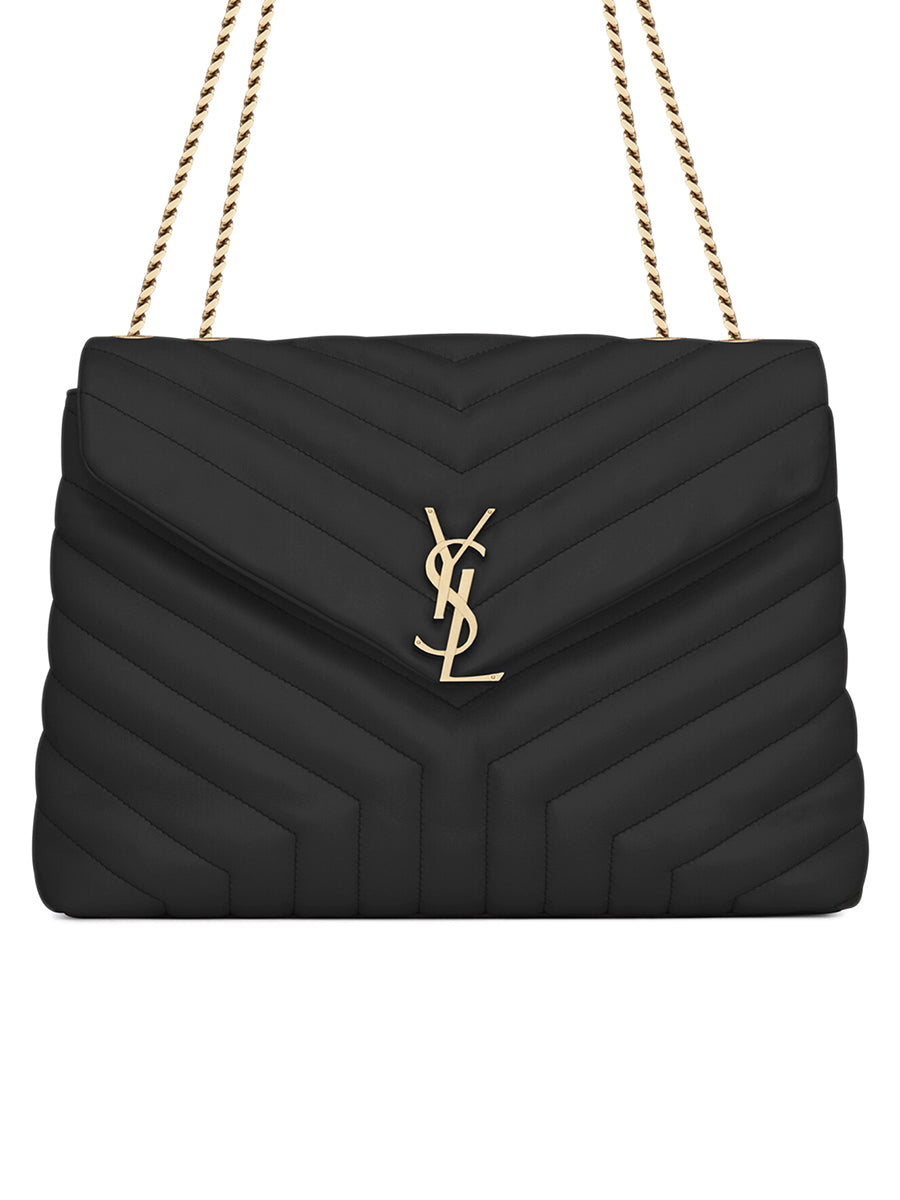 SAINT LAURENT Calfskin Y Quilted Monogram Medium Loulou Chain