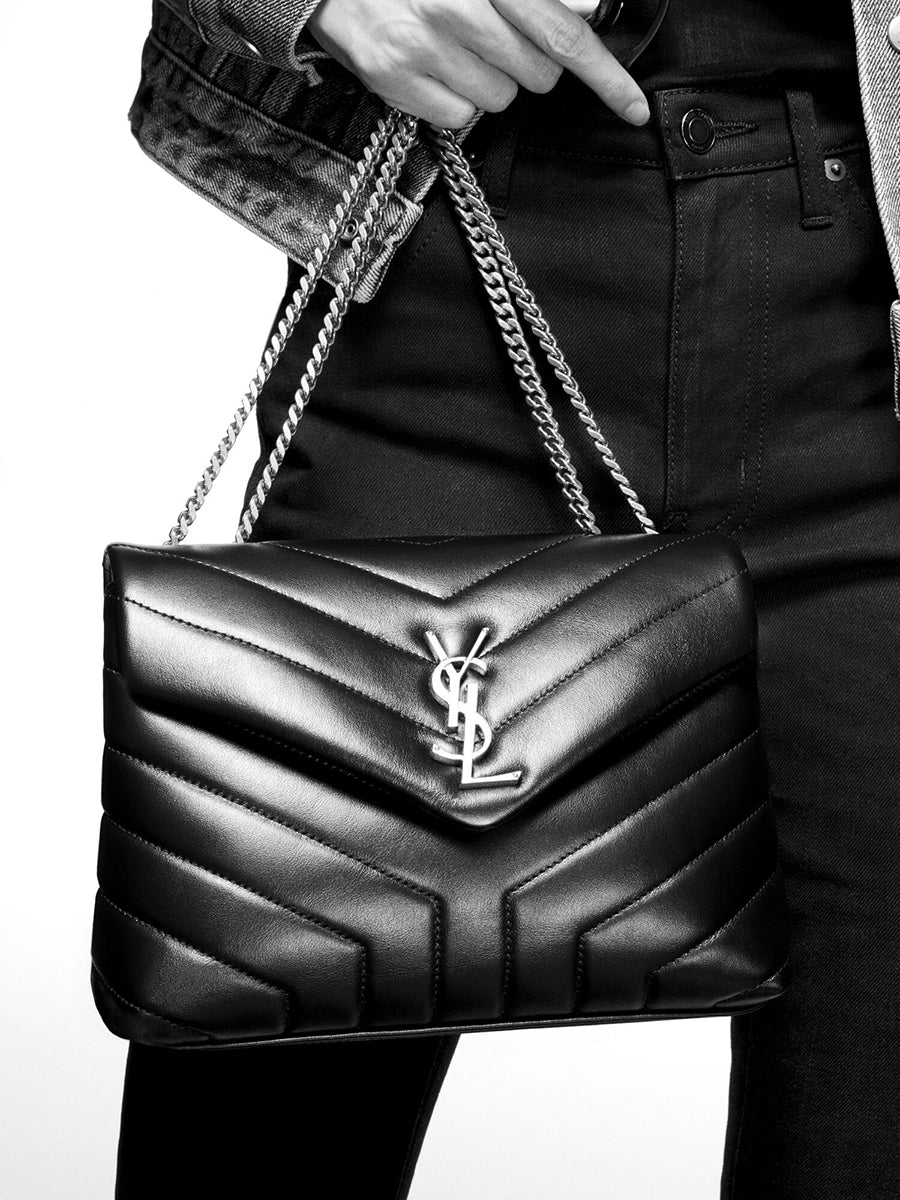 Saint Laurent Authentic Baby Cabas Hand Bag Women Leather Gray Used from  Japan