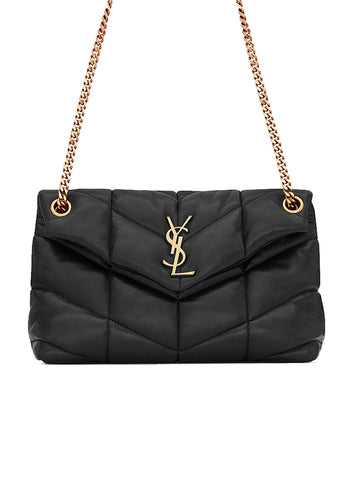 Saint Laurent Manhattan Small Ysl Box Leather Shoulder Bag, Nero, Women's, Handbags & Purses Shoulder Bags