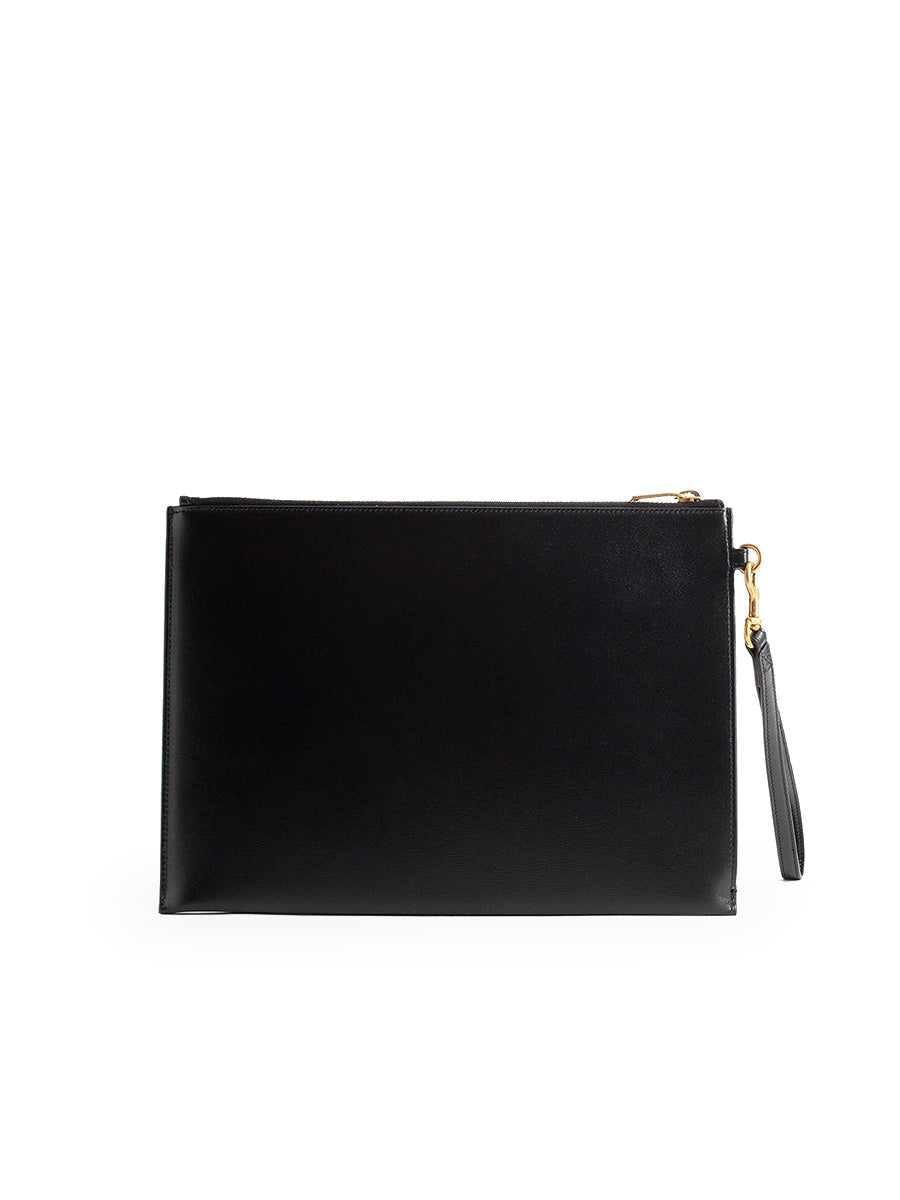 Saint Laurent Tiny Monogram Zip Tablet Holder in Matte Leather - Black