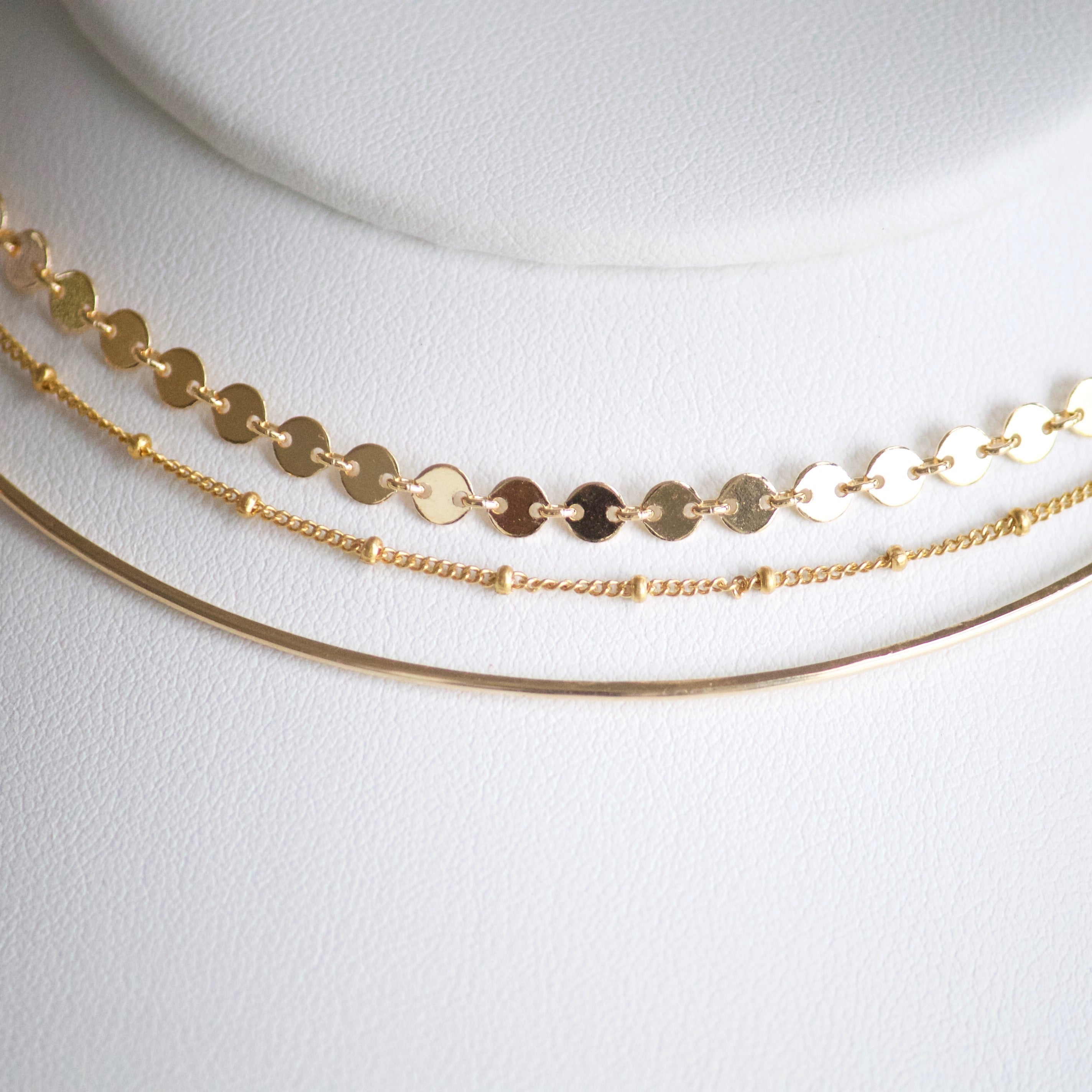 Sequin Chain Choker - Gold and Sterling Silver