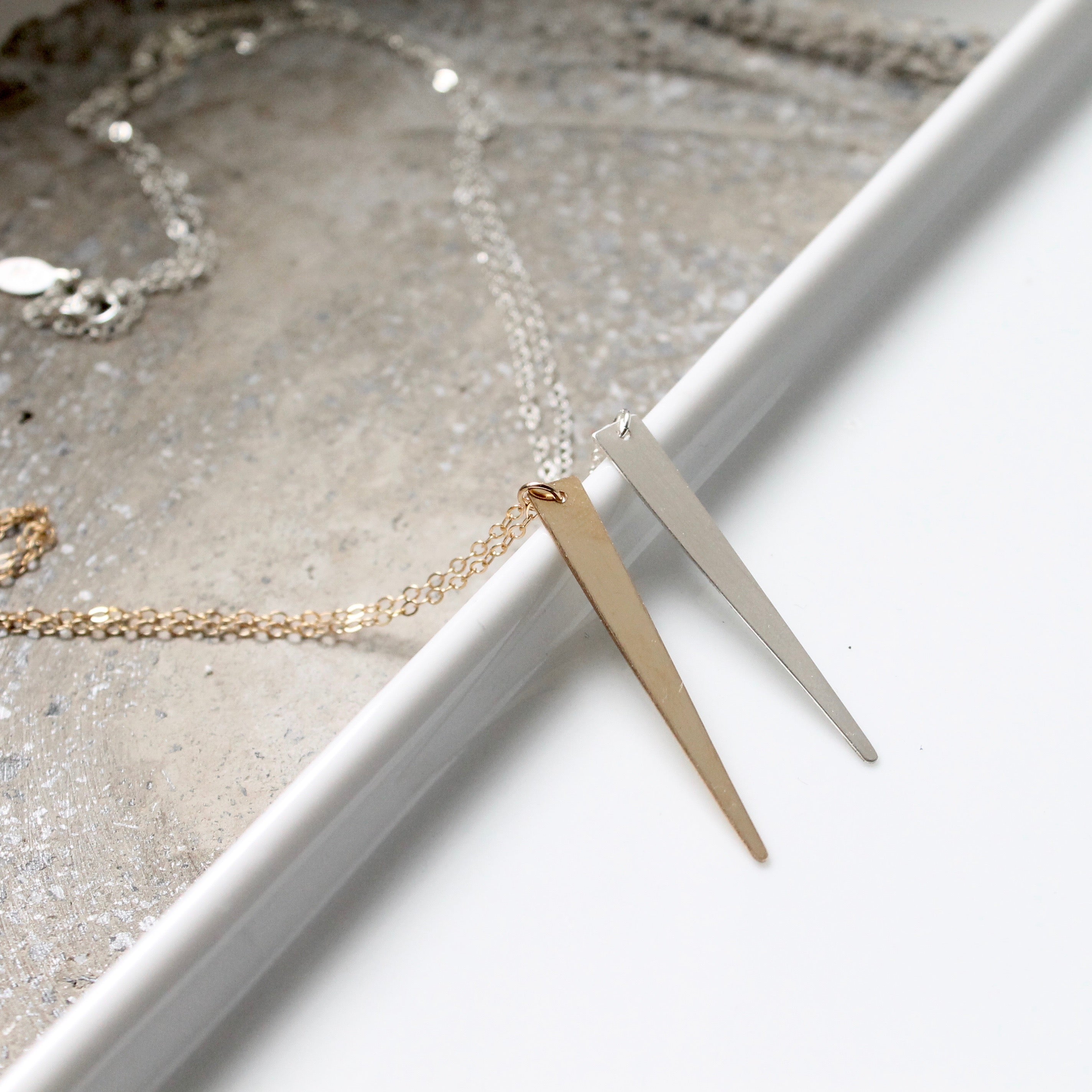 Long Gold Spike Necklace