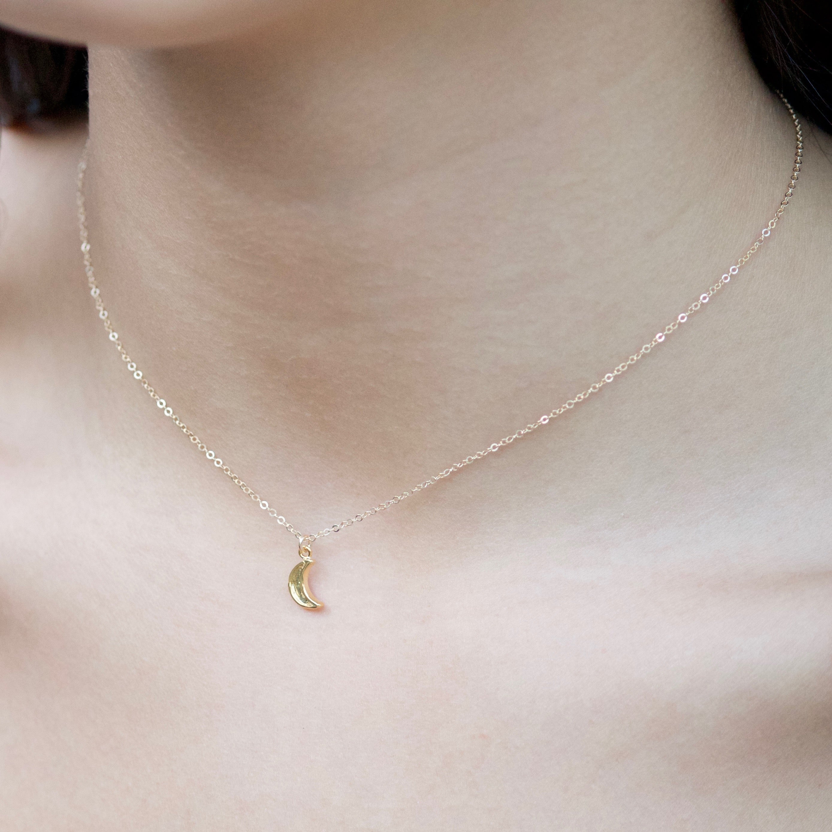 Petite Half Moon Charm Necklace