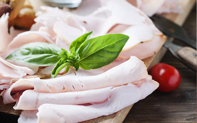 Turkey Cold-cuts on a wooden board