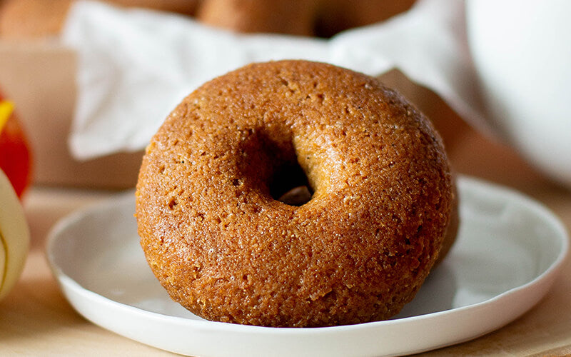 Keto pumpkin donut on a plate