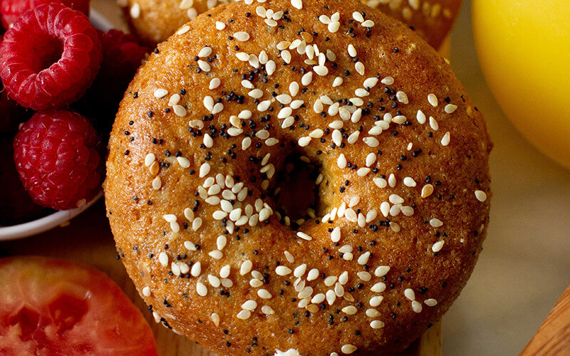 Closeup of a PBH Foods Keto Everything Bagel