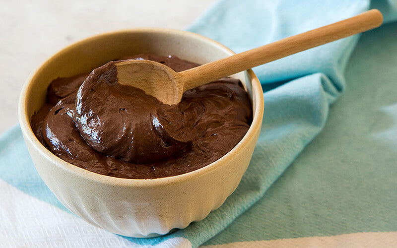 Keto chocolate frosting in a bowl