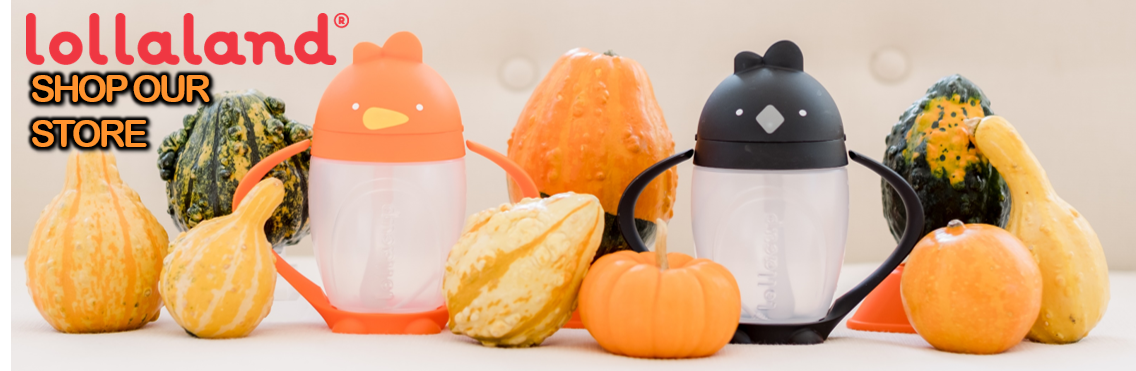 Two weighted straw sippy cups with Fall decorations