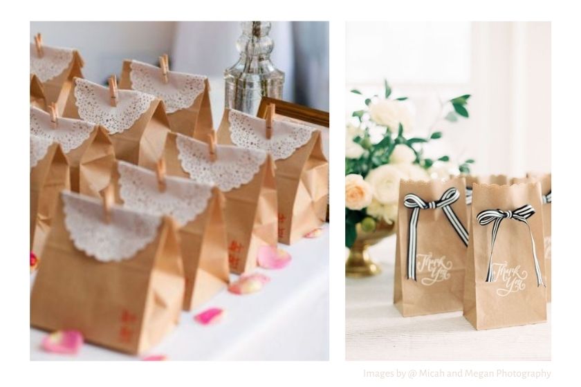gift warp with paper gift bags wedding favors 