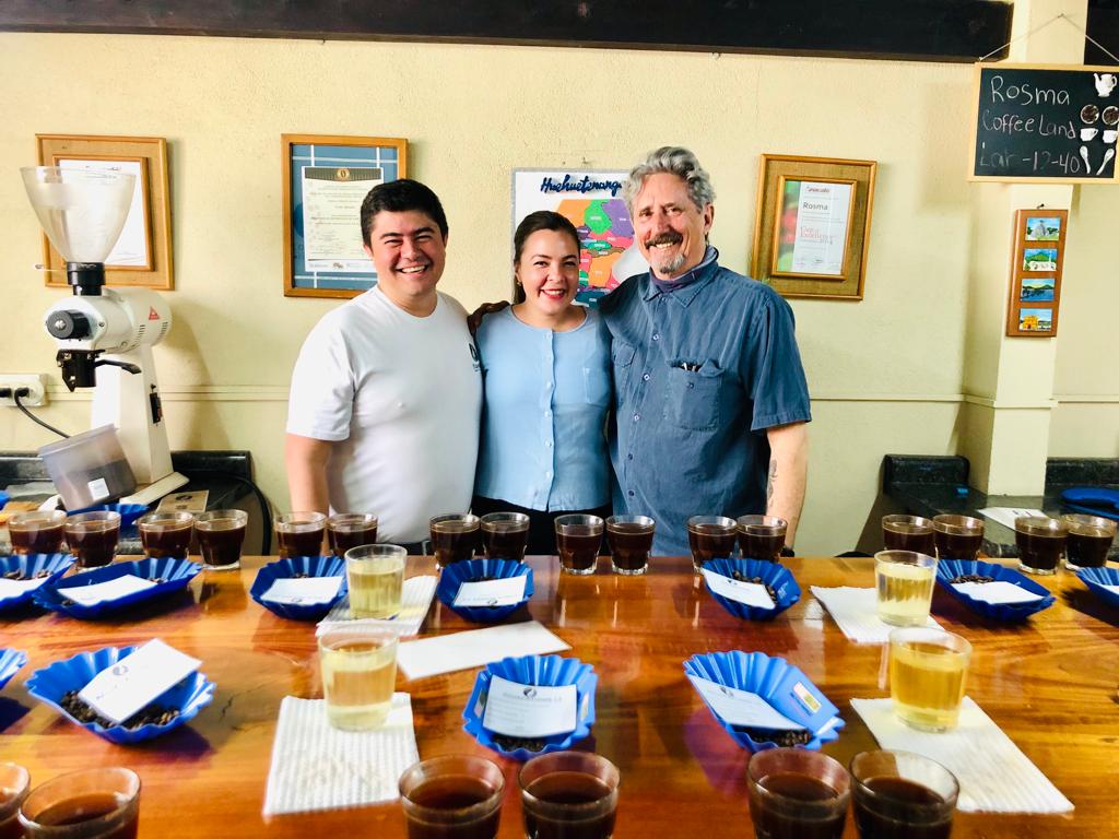 Mark Dundon with Fredy and Yadira Morales of Finca Rosma and Los Aguacatones, Huehuetenango, Guatemala