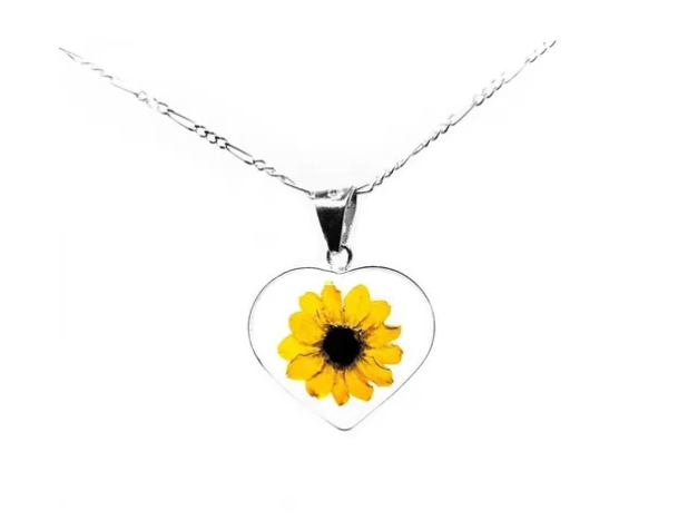 Collar de Girasol Corazon Encapsulado – Accesorios-Mexicali