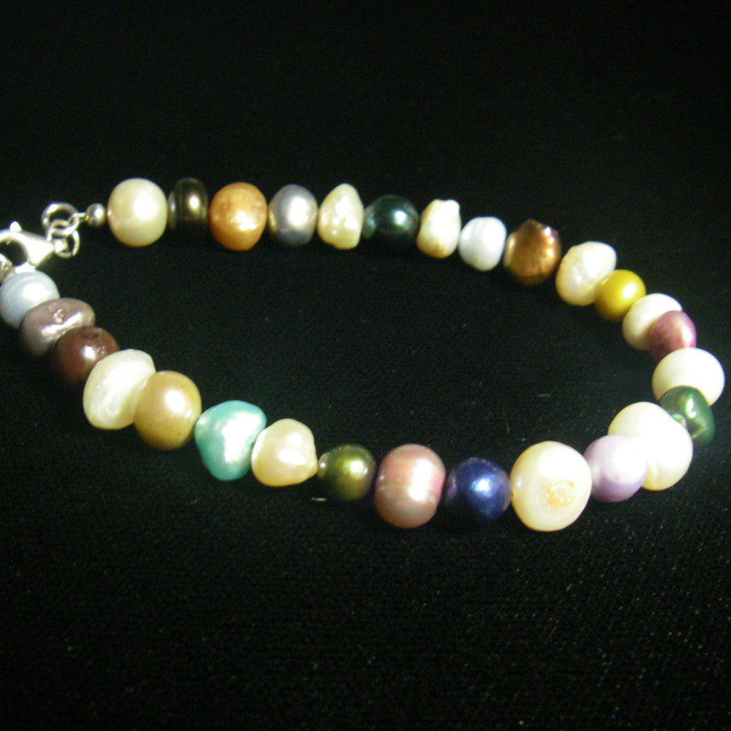 Multi Colour Pearl Silver Bracelet – Leila Haikonen Jewellery