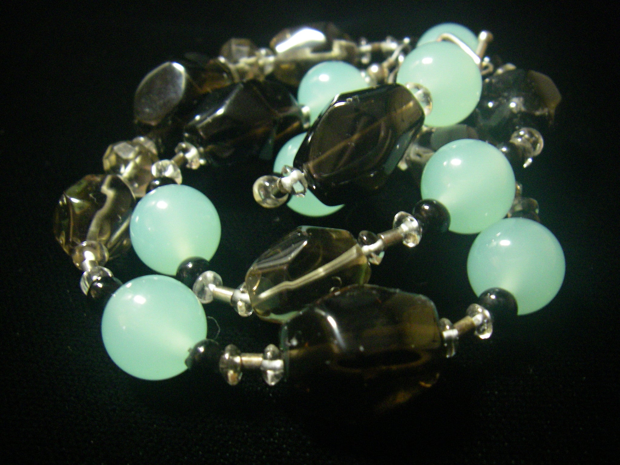 Smoky Quartz, Aqua Chalcedony, Silver Necklace – Leila Haikonen Jewellery