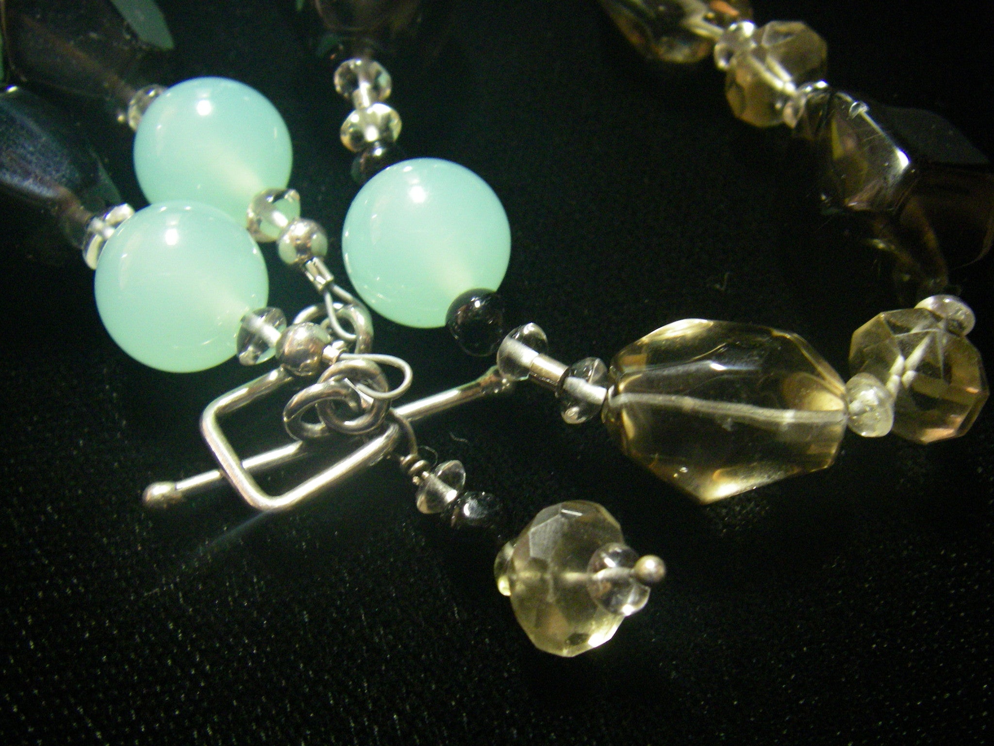 Smoky Quartz, Aqua Chalcedony, Silver Necklace – Leila Haikonen Jewellery