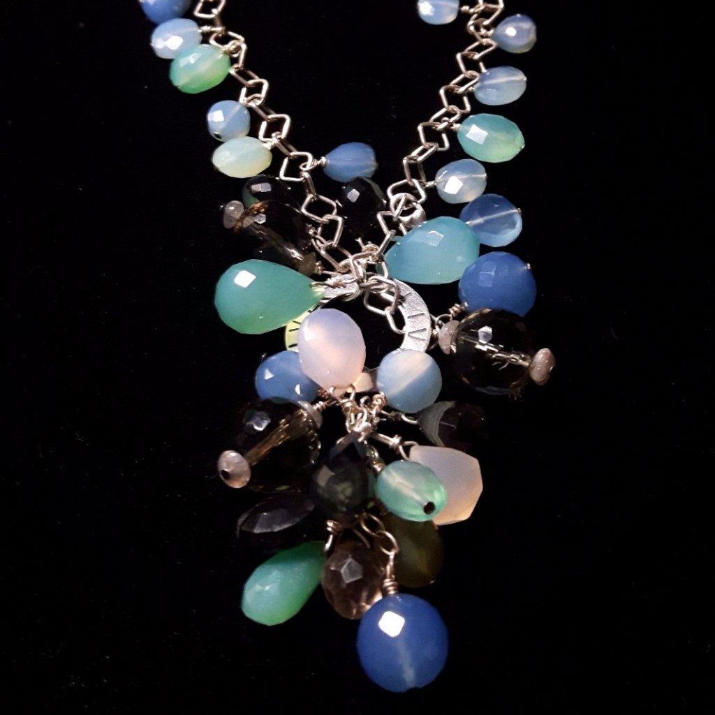 Mixed Blue Chalcedony & Silver Necklace – Leila Haikonen Jewellery