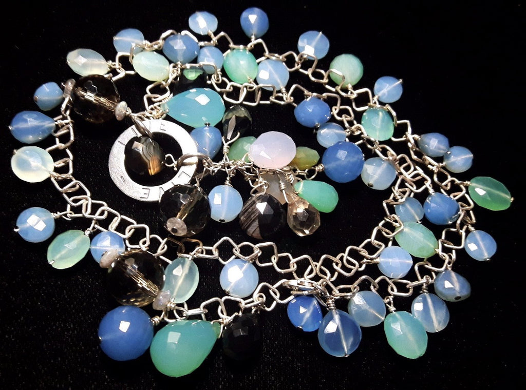 Mixed Blue Chalcedony & Silver Necklace – Leila Haikonen Jewellery