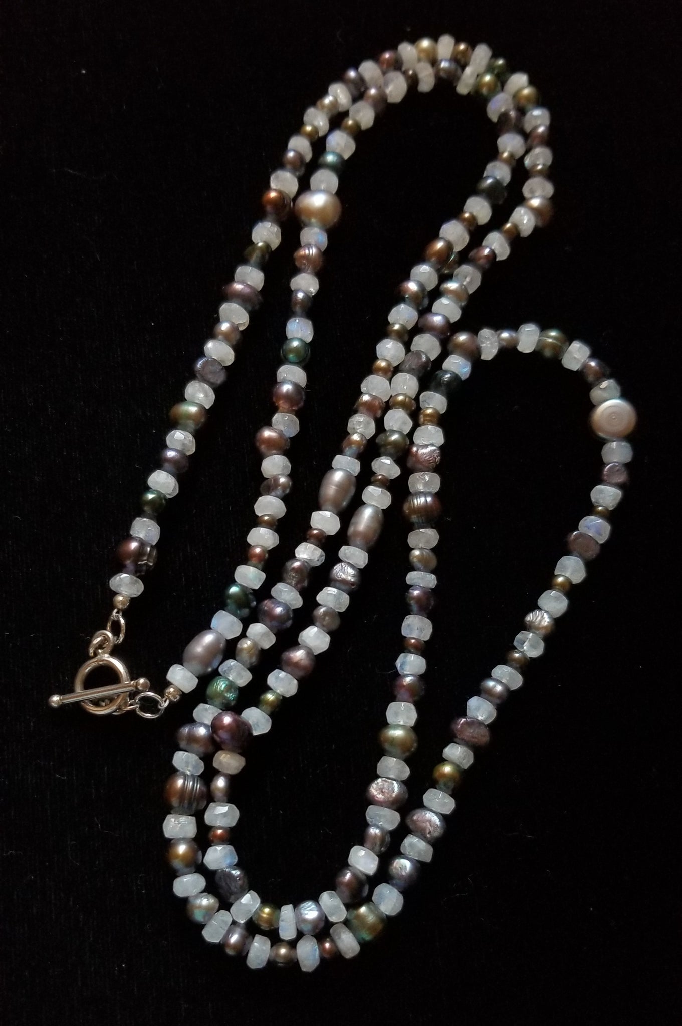 Moonstone & Black Pearl Silver Necklace – Leila Haikonen Jewellery