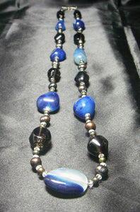 Blue Chalcedony, Smoky Quartz, Pearls, Silver Necklace – Leila Haikonen ...
