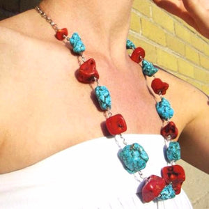 red coral turquoise necklace