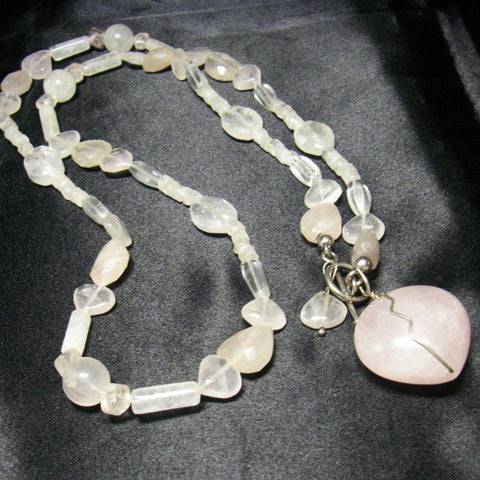 Rose Quartz, Silver, Pendant Necklace