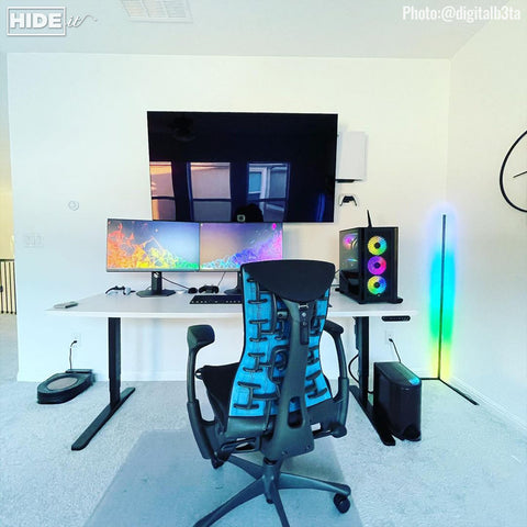 HIDEit Mounts after hideit winner photo with PS5 and Herman Miller Gaming Chair