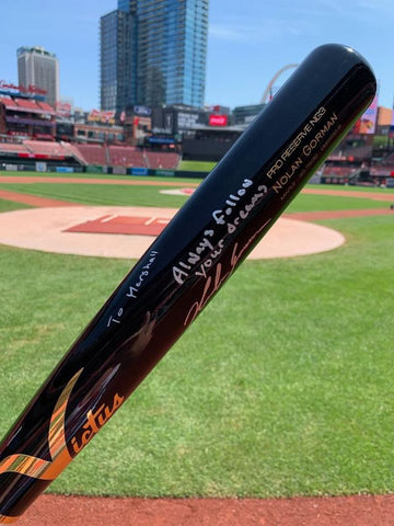 Cardinals second base man Nolan Gorman signed Ryan's 2-year-old son's baseball bat.