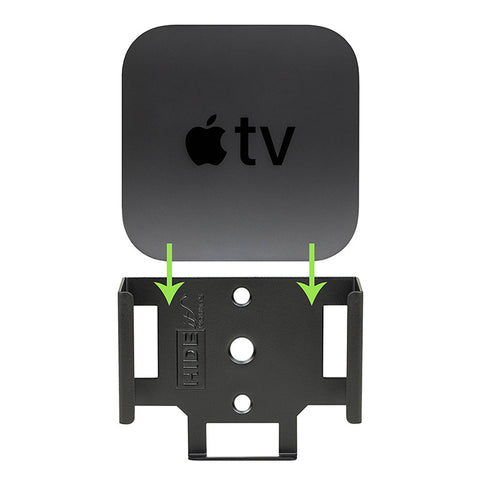 Apple TV 4K easily mounted in a HIDEit ATV4K mount.