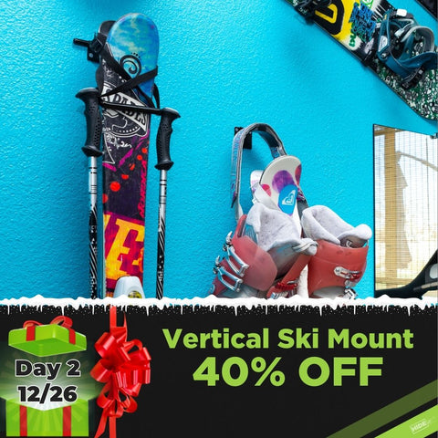 HIDEit VSki Vertical Ski Mount, Ski, Ski Mount, skier, ski storage, ski wall mount, vertical ski wall mount