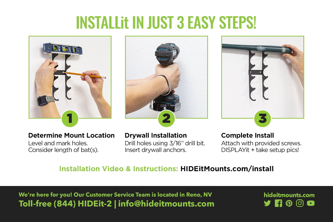 HIDEit Mini Bat Wall Mount Install Instructions