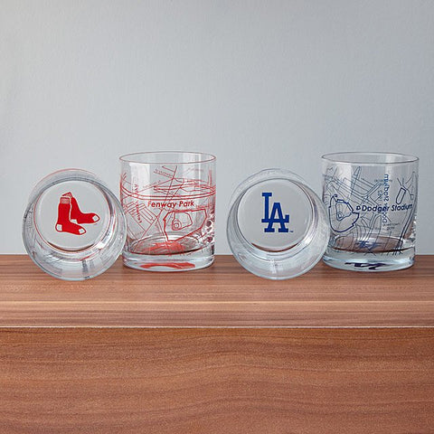 MLB drinking glasses with Boston Red Sox and Los Angeles Dodgers