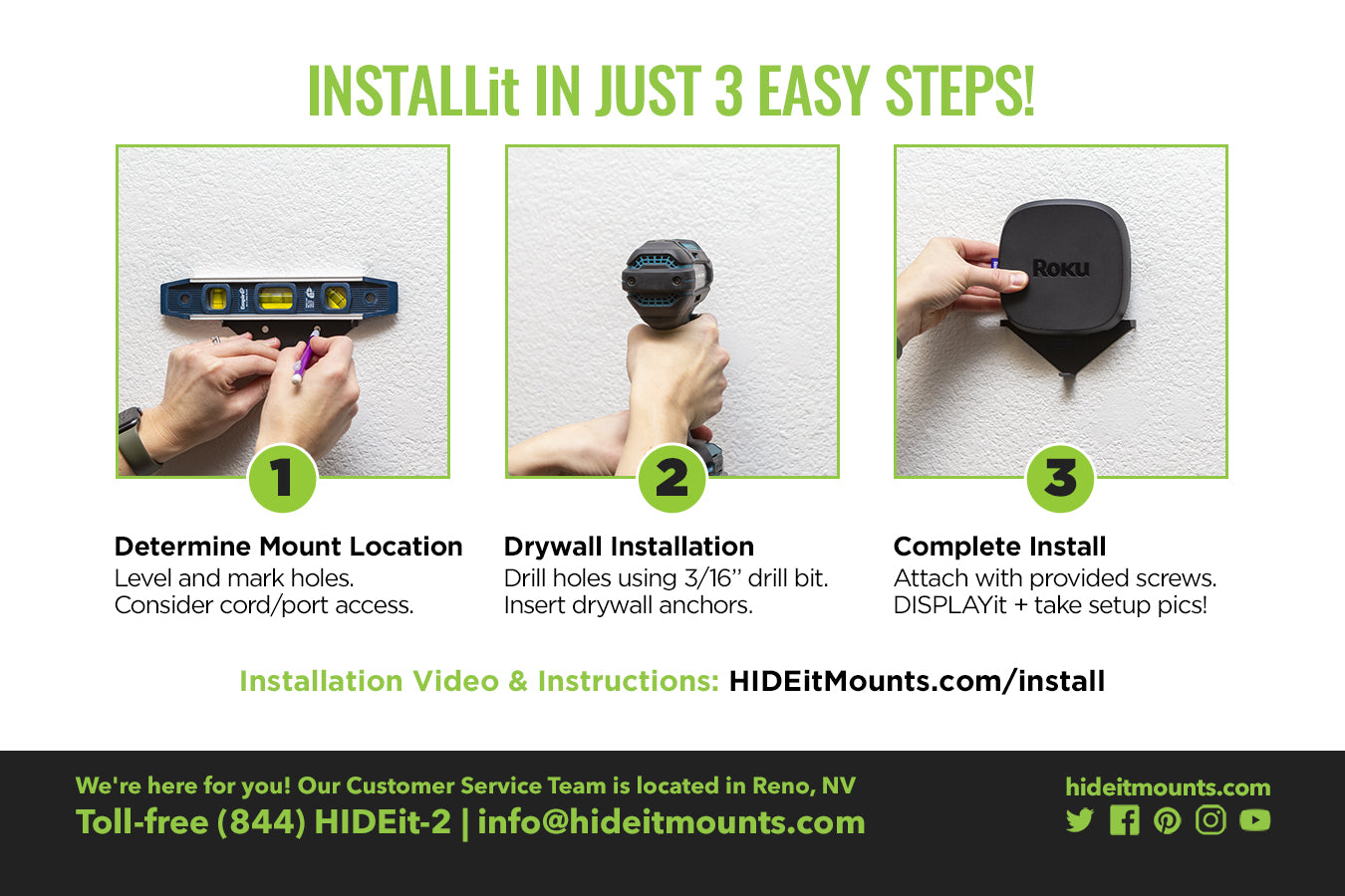 HIDEit Roku 6 Wall Mount Install Instructions
