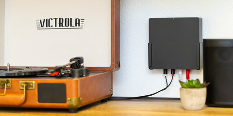 HIDEit Sonos Port Mount wall mounted for easy cable management. Compatible with Sonos Port.