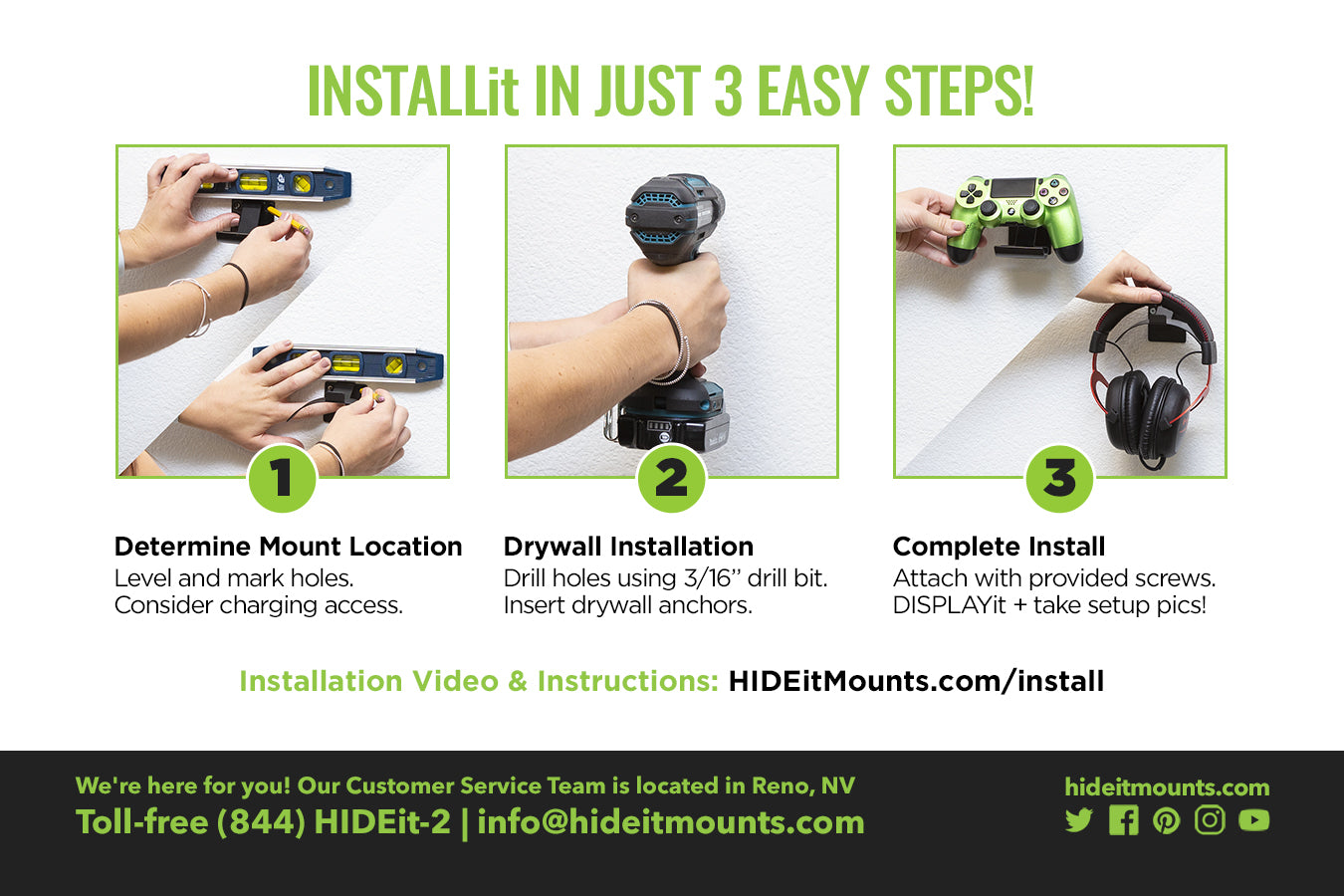 HIDEit Uni-H + Uni-C Wall Mount Install Instructions