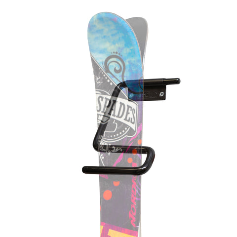 HIDEit Vertical Ski Wall Mount with greyed out image of skis mounted.