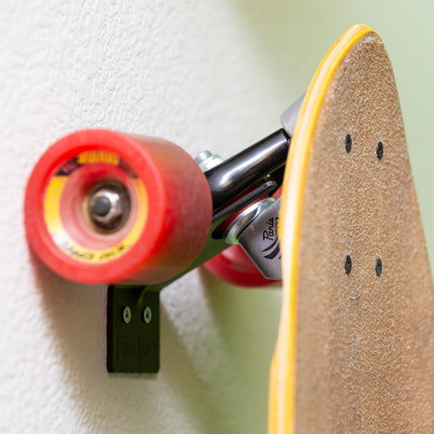 Closeup of HIDEit Vertical Skateboard Mount showing rib for superior strength.