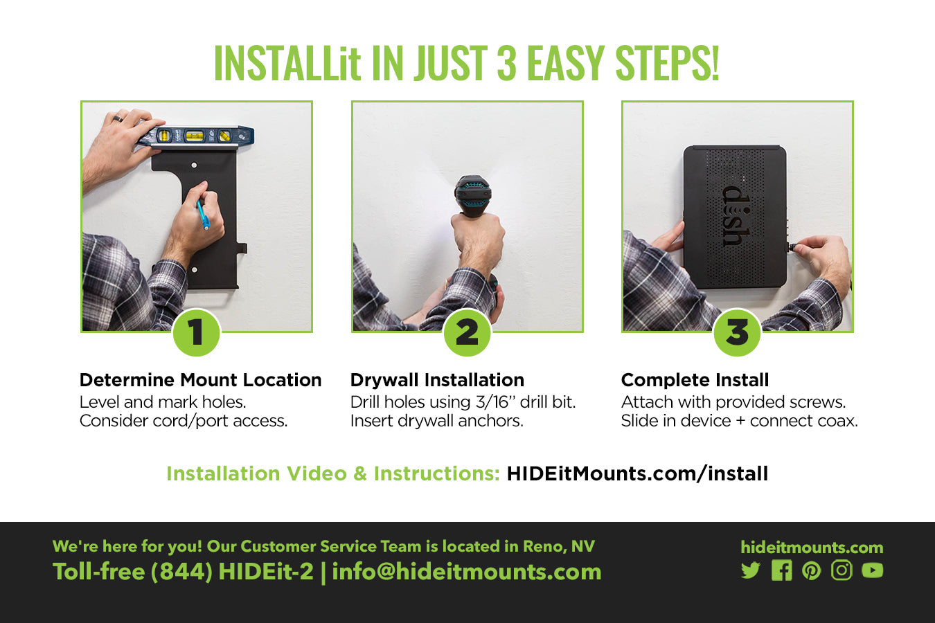 HIDEit Wally Wall Mount Install Instructions