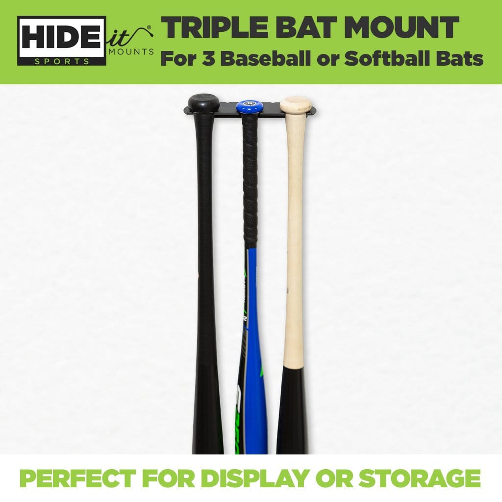 HIDEit Mounts Mini Bat Mount Horizontal Mini Baseball Bat Holder Displays 5  Mini Souvenir Bats 