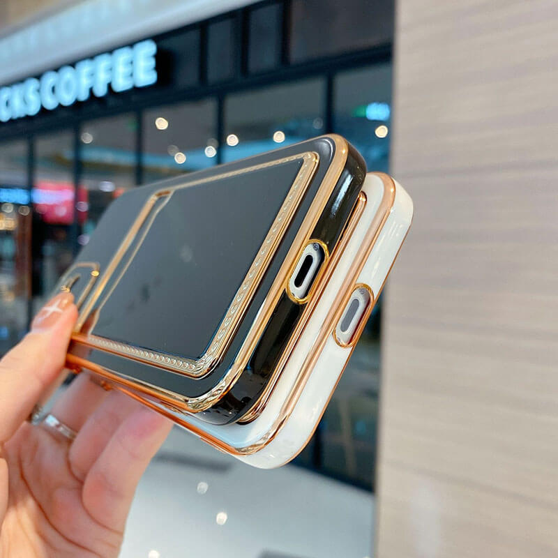 Electroplated Gold Plating Glitter Wallet Case with Cardholder For iPhone 13 12 11 Pro Max Mini XS XR Cover