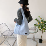 藍色帆布簡約休閒隨意風格大容量側背包