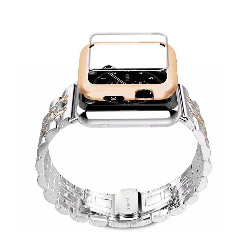 press play stainless steel apple watch band