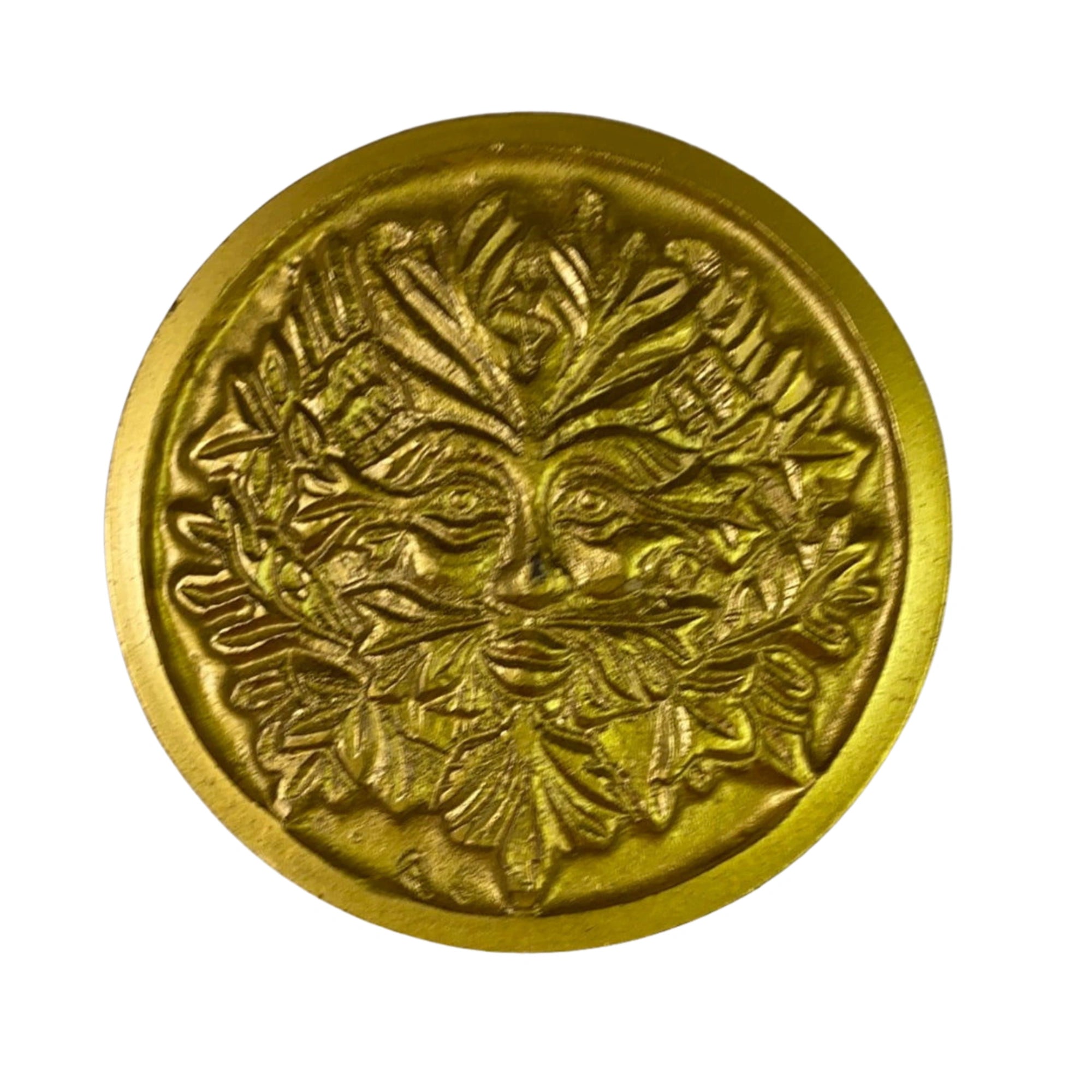 Green Man Brass Tile Gold Finish