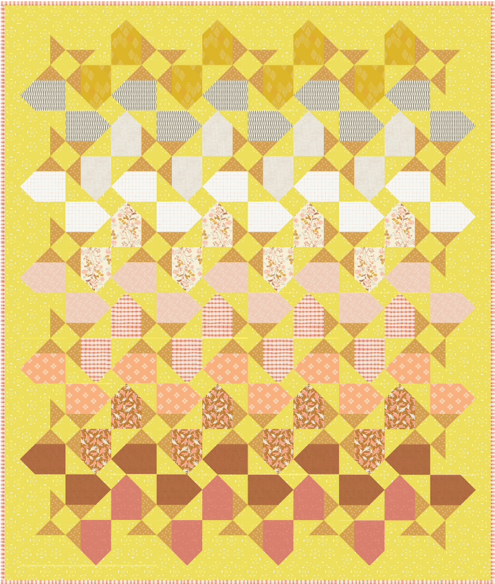 The Weekend Quilter Mercer Street Quilt Modern Pattern for Beginners Digital Mock-up made with Art Gallery Fabrics Sewcialite Curated Fabric Bundle Summer Streets