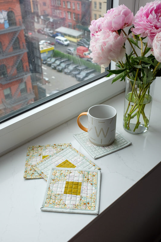 Blooming Scraps Quilt Scrappy Coasters Tutorial by The Weekend Quilter