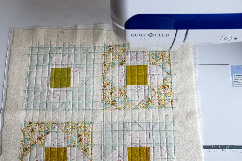 Blooming Scraps Quilt Scrappy Coasters Tutorial by The Weekend Quilter Quilting multiple quilt sandwiches at a time