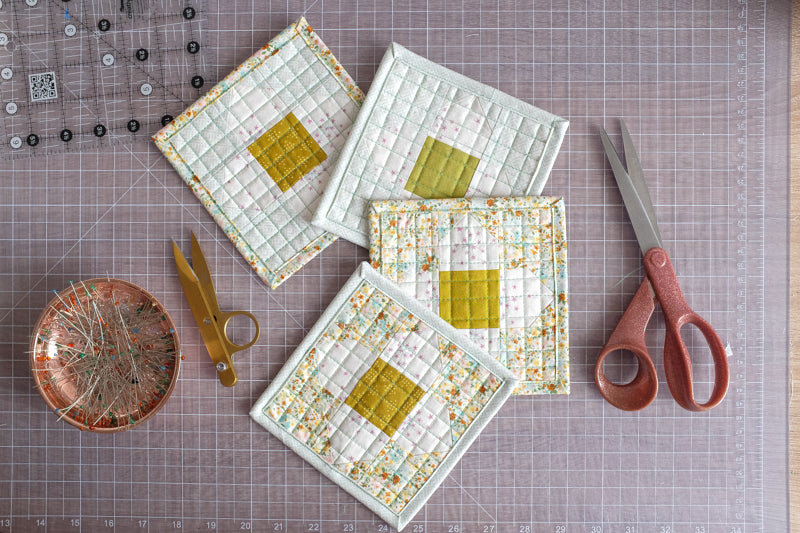 Blooming Scraps Quilt Scrappy Coasters Tutorial by The Weekend Quilter Binding