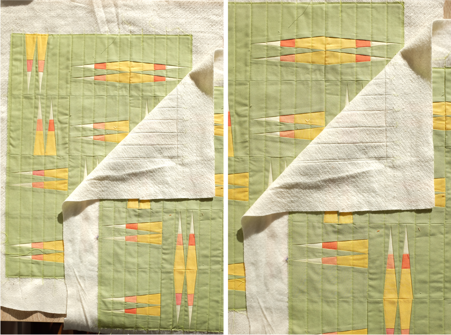 The Weekend Quilter Candy Corn Field mini quilt pattern tote bag tutorial 