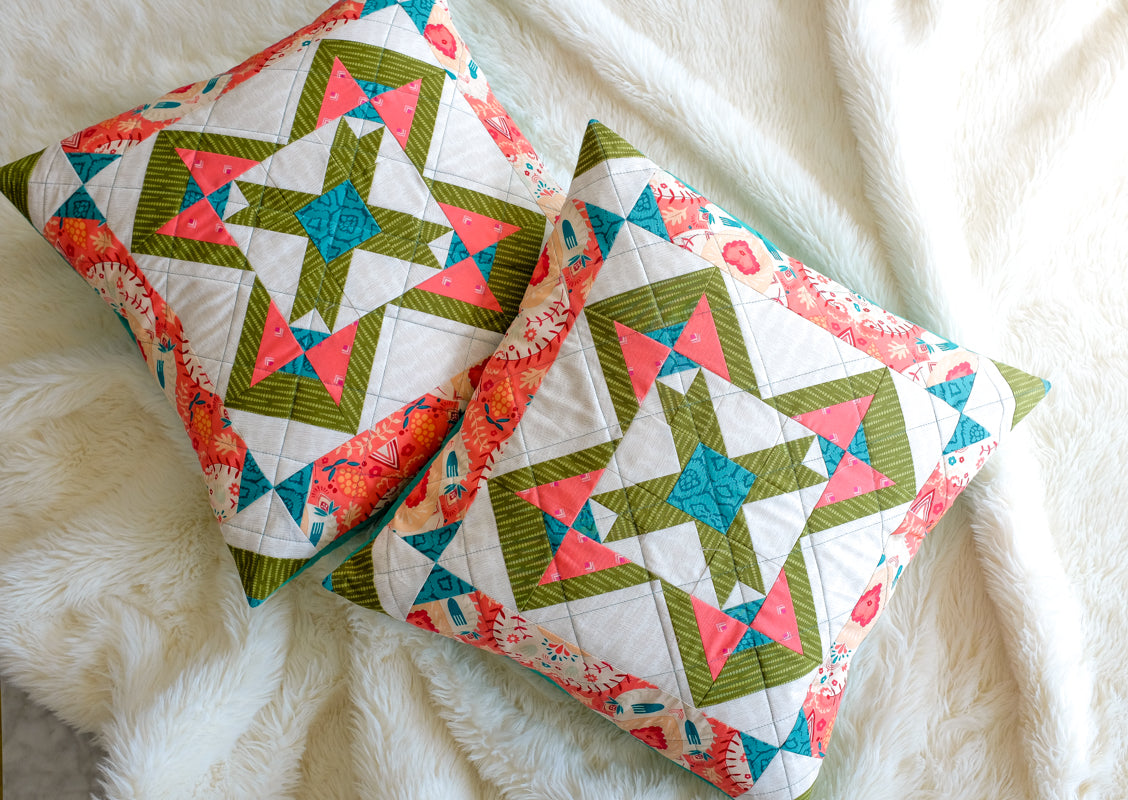 The Weekend Quilter Garden Tile Block Throw Cushion Cover tutorial 