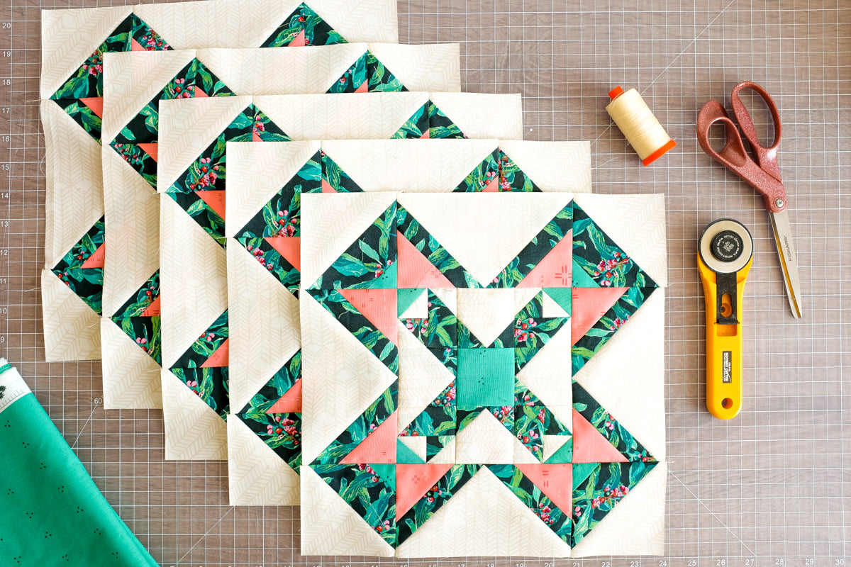 The Weekend Quilter Garden Tile Quilt Block Pattern Spring Table Runner tutorial 